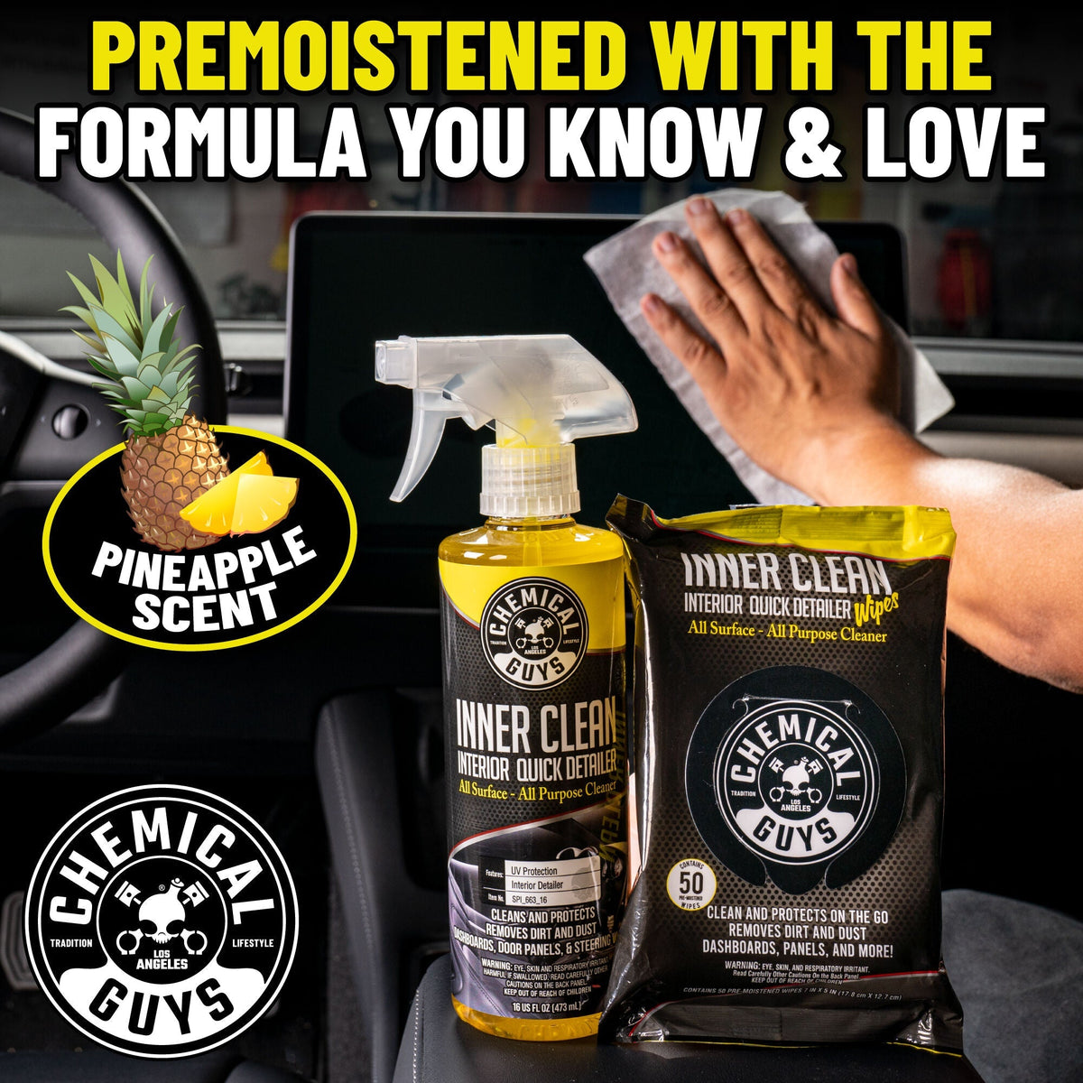 Chemical Guys Inner Clean Interior Quick Detailer & Protectant Car Wipes