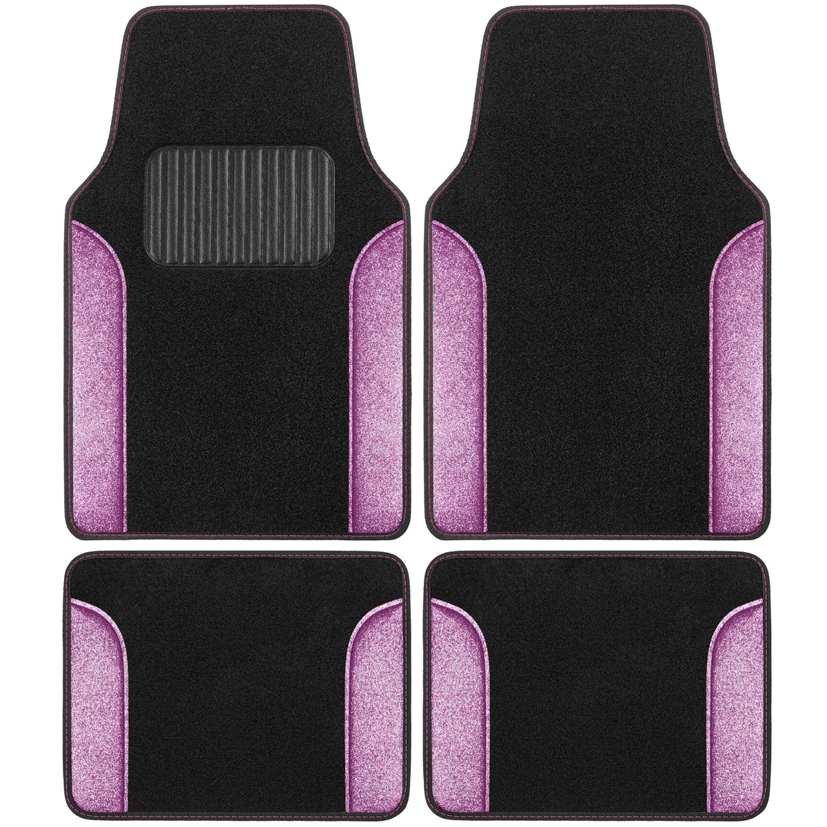 Carbella 4-Piece Sparkle Glitter Front Floor Mats and Rear Floor Mats