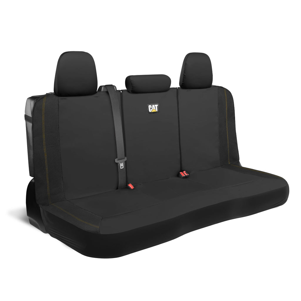 CAT PU Leather Rear Bench Seat Cover – Black, 60/40 Split Fit for Cars, Trucks, SUVs – Waterproof, Scratch-Resistant, Semi-Universal Fit Rear Seat Protector for Most Auto Interior – Easy Install