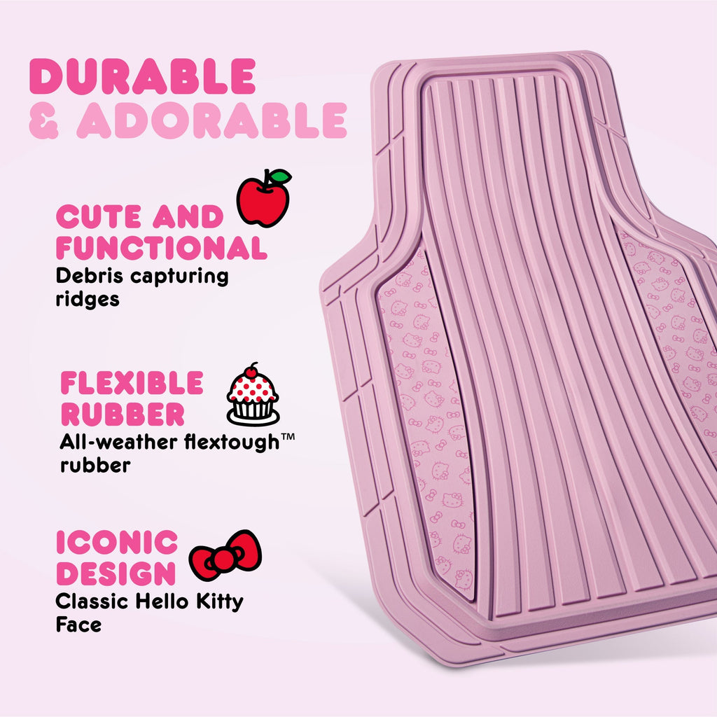 Hello Kitty Car Mats 4pc Floor Mats for Cars Trucks SUVs Pink Car Floor Mats for Women Men Accessories Rubber Heavy Duty Cute Non-Slip Always Front Rear Hello Kitty Car Accessories Pink/Pink