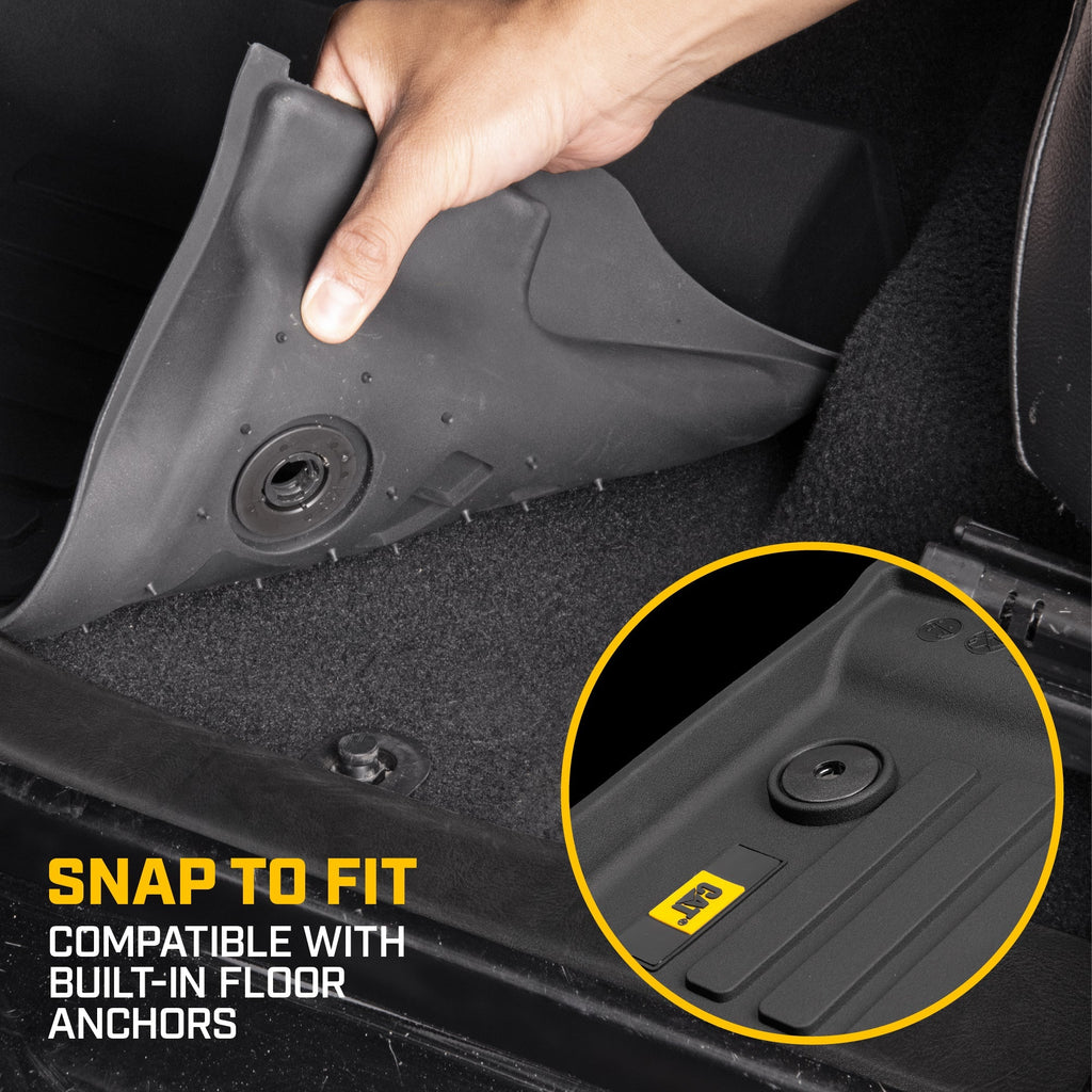 CAT 3-Piece JustFit 3D Floor Liner Mats for Jeep Wrangler 4WD (2018 - 2026) - All Weather, Heavy Duty, Custom Fit