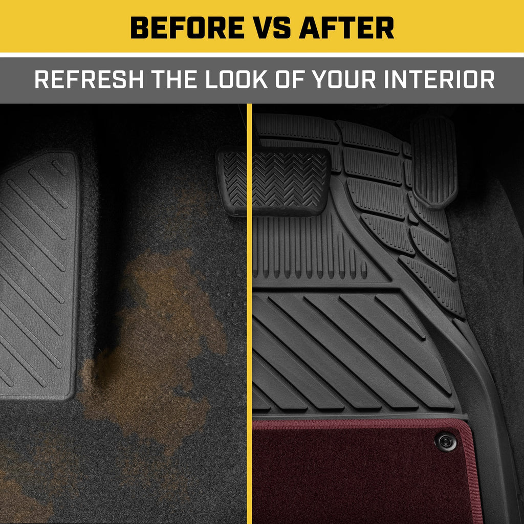 CAT 4-Piece Detachable Carpet Deep Dish Front Floor Mats and Rear Floor Mats - Heavy Duty, All Weather, Trim to Fit