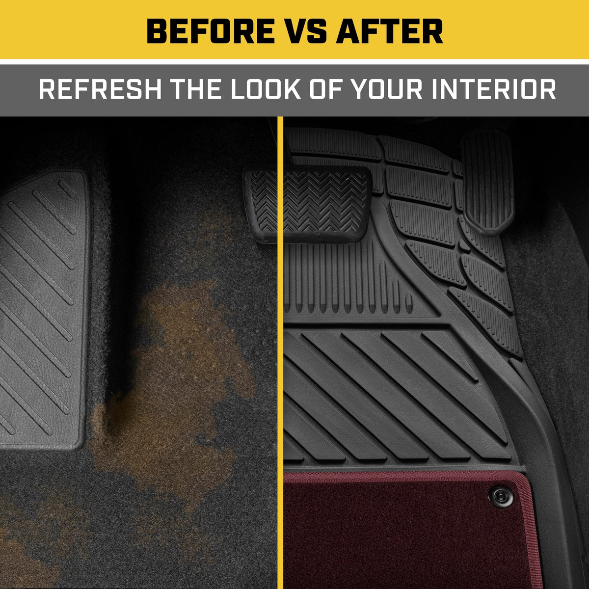 CAT 4-Piece Detachable Carpet Deep Dish Front Floor Mats and Rear Floor Mats - Heavy Duty, All Weather, Trim to Fit