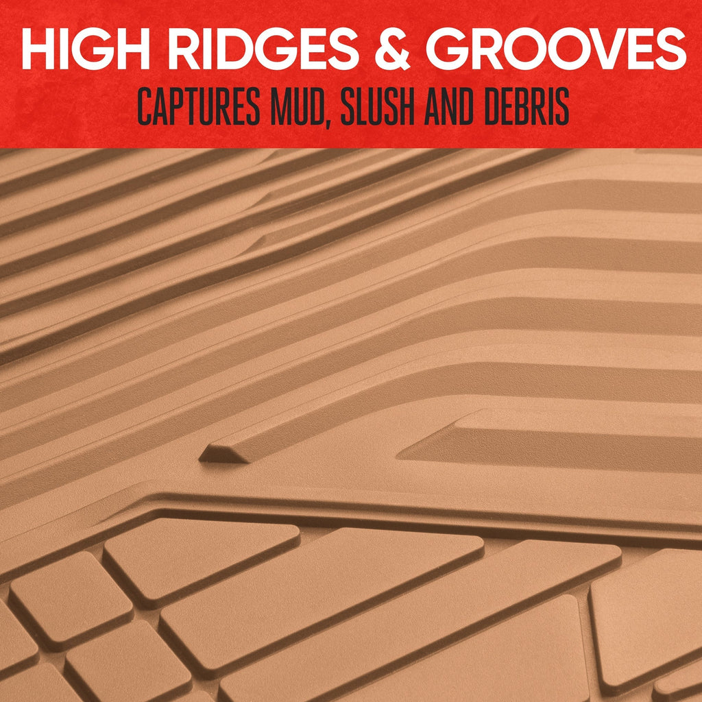MotorTrend 3-Piece Raised Ridge Multi-Channel Front Floor Mats and Rear Floor Mat - Heavy Duty, All Weather, Trim to Fit