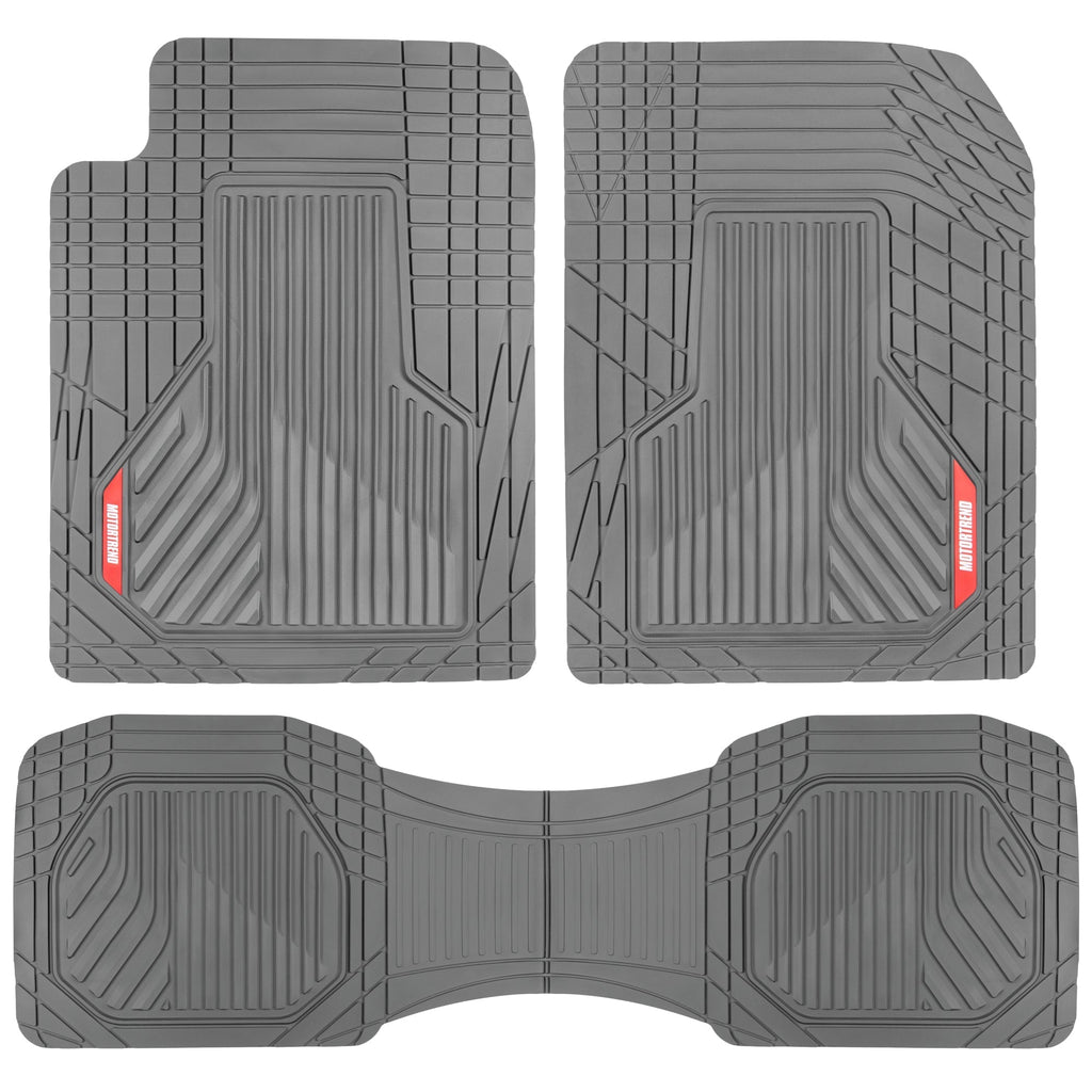 MotorTrend 3-Piece Raised Ridge Multi-Channel Front Floor Mats and Rear Floor Mat - Heavy Duty, All Weather, Trim to Fit