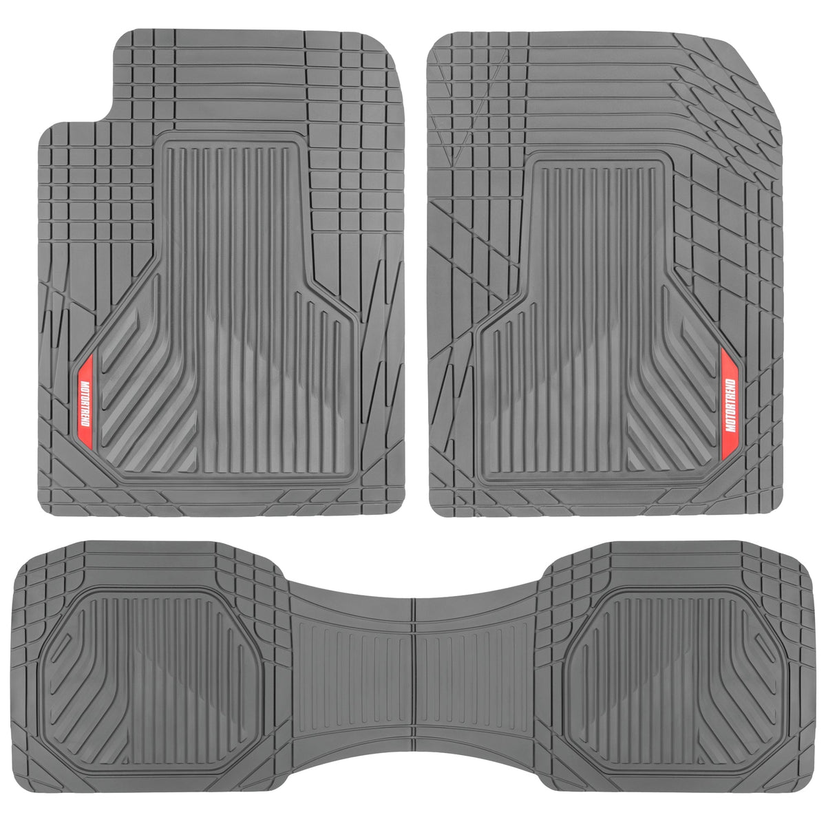MotorTrend 3-Piece Raised Ridge Multi-Channel Front Floor Mats and Rear Floor Mat - Heavy Duty, All Weather, Trim to Fit