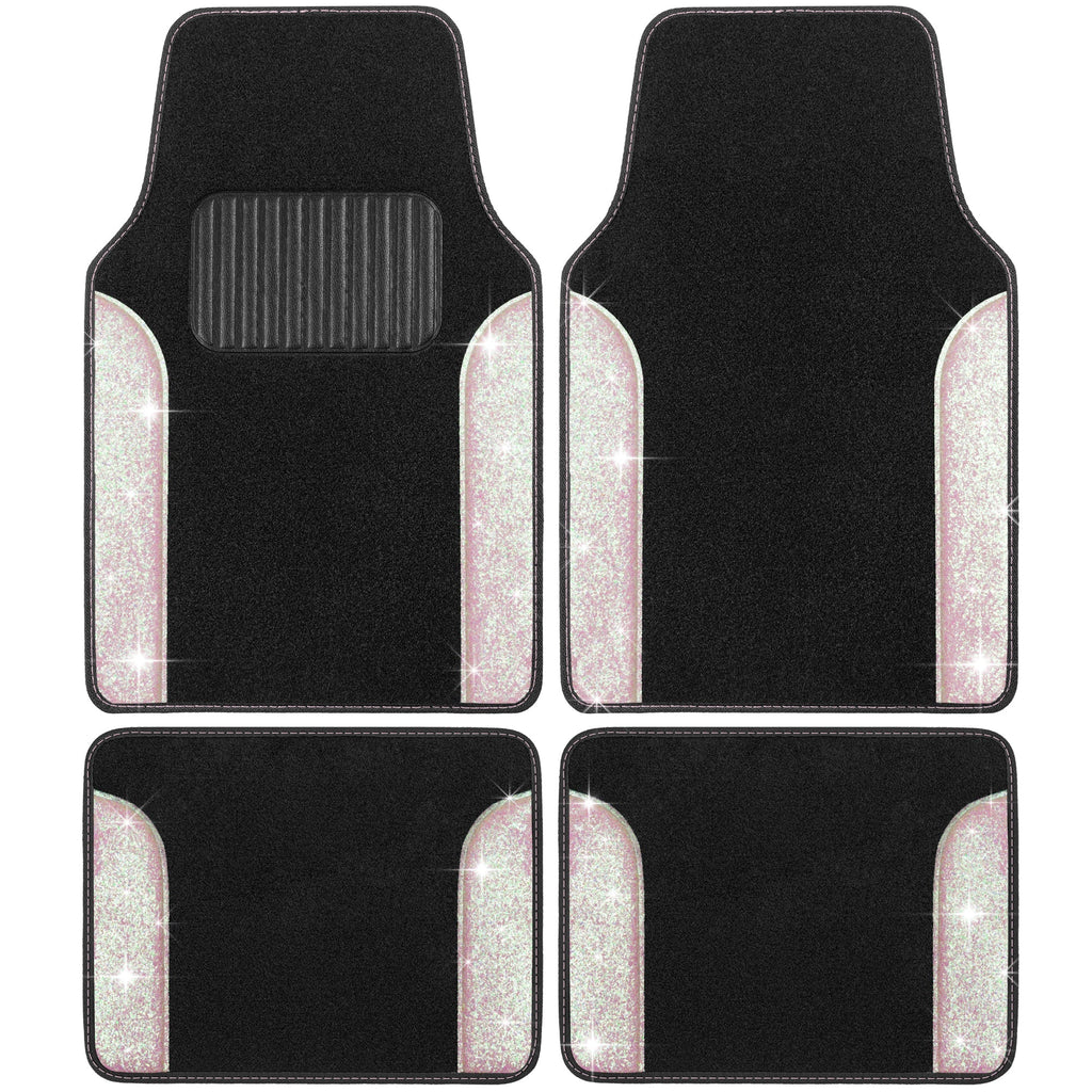 Carbella 4-Piece Sparkle Glitter Front Floor Mats and Rear Floor Mats
