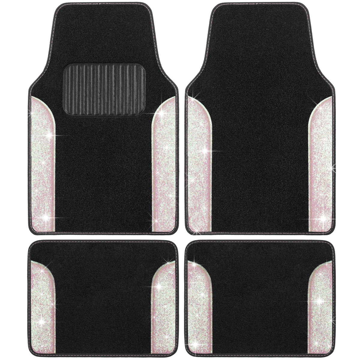 Carbella 4-Piece Sparkle Glitter Front Floor Mats and Rear Floor Mats