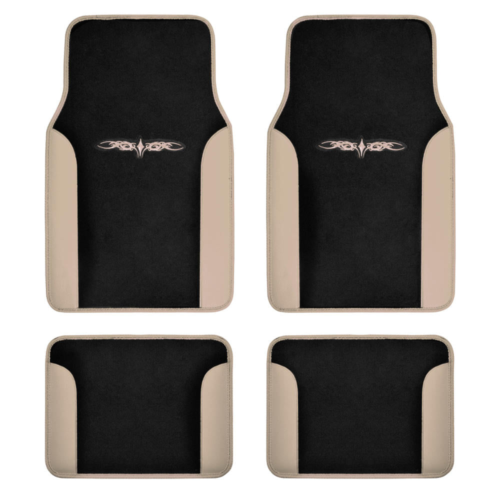 BDK 4-Piece Design Print Carpet Front Floor Mats and Rear Floor Mats