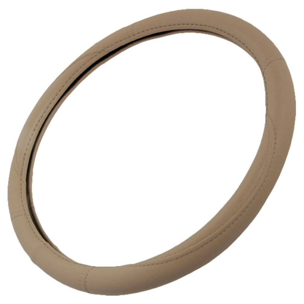BDK Faux Leather Ergonomic Grip Steering Wheel Cover (Fits 14.5" - 15.5") - Beige
