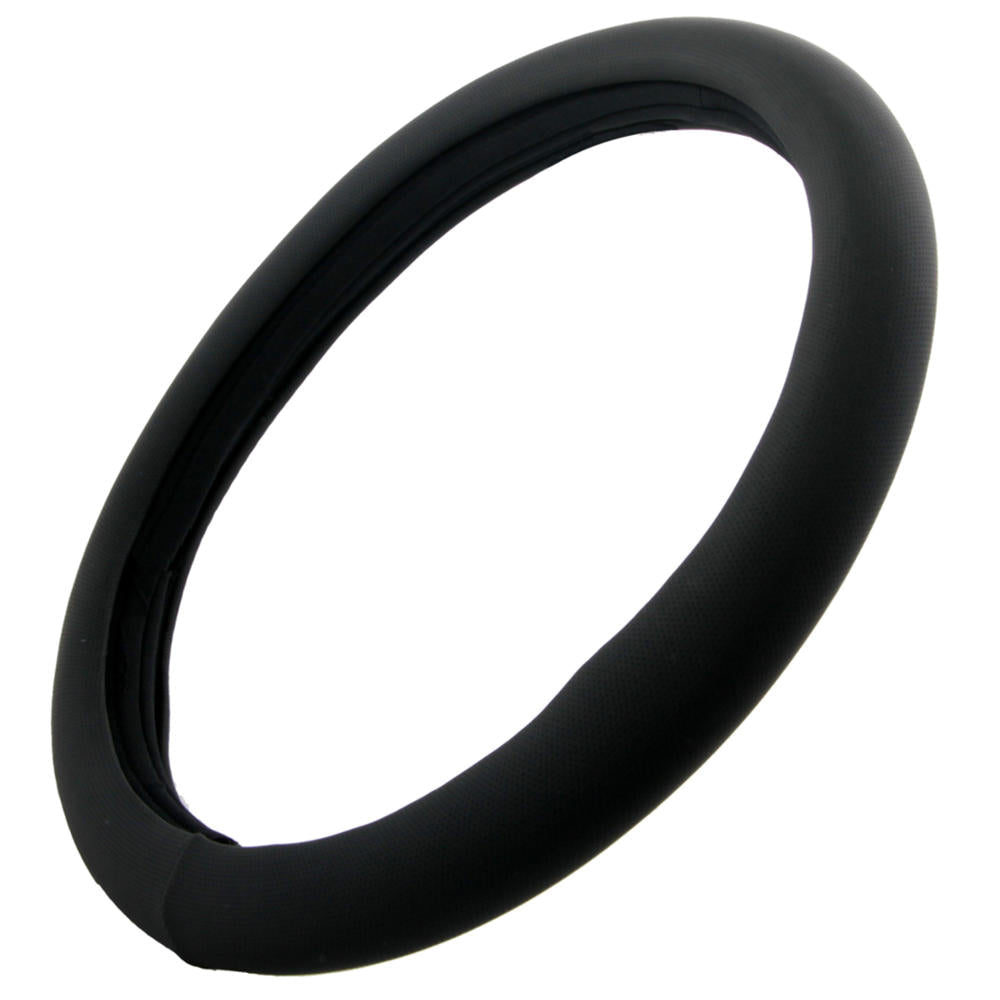 BDK Sporty Faux Leather Soft Grip Steering Wheel Cover (Fits 14.5" - 15.5") - Black