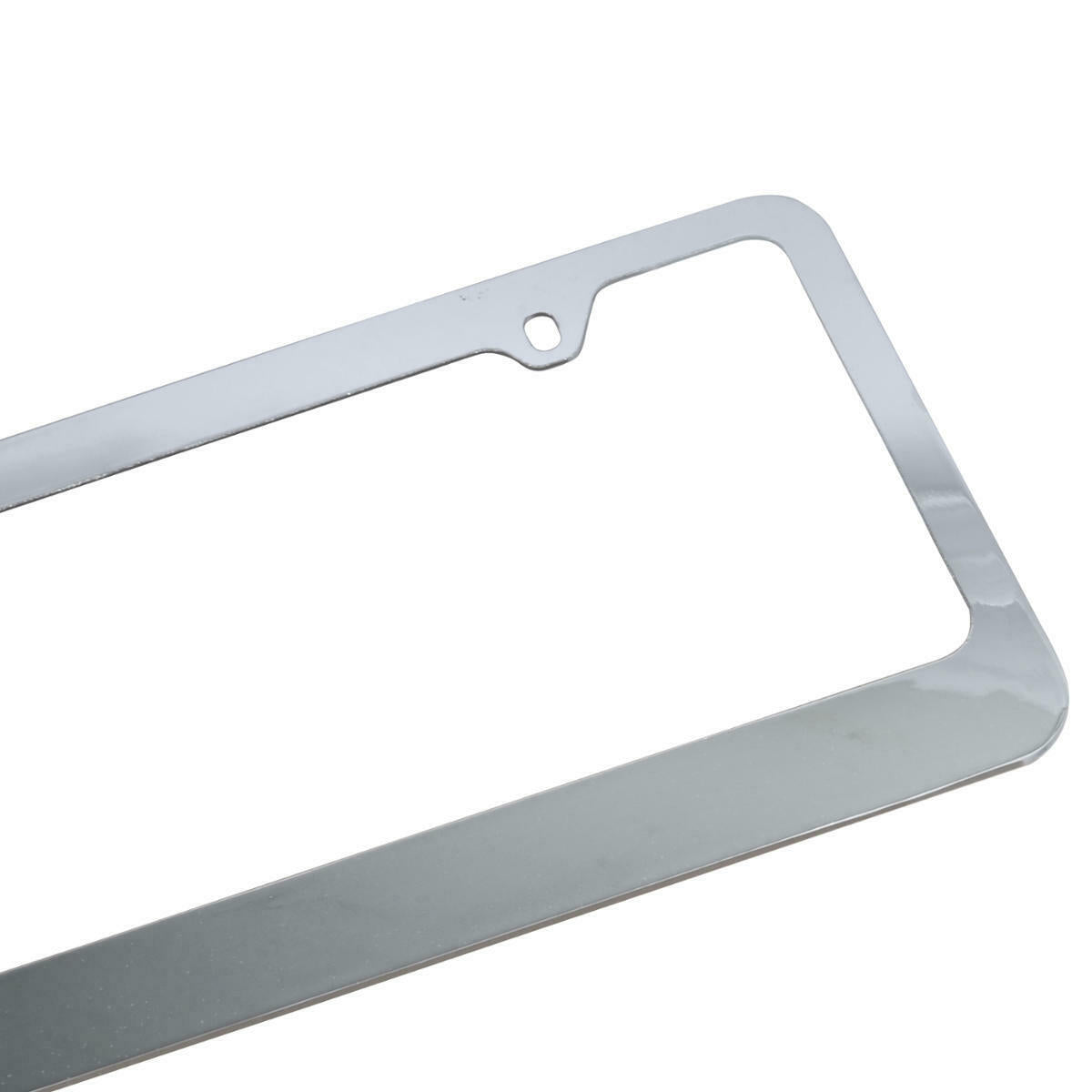 Chrome Plated Rust-Proof Die-Cast Stainless Metal License Plate Frame/Holder Universal Size - Blank Metal Design (Pack of 2)