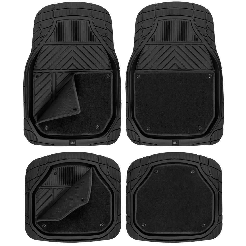CAT 4-Piece Detachable Carpet Deep Dish Front Floor Mats and Rear Floor Mats - Heavy Duty, All Weather, Trim to Fit