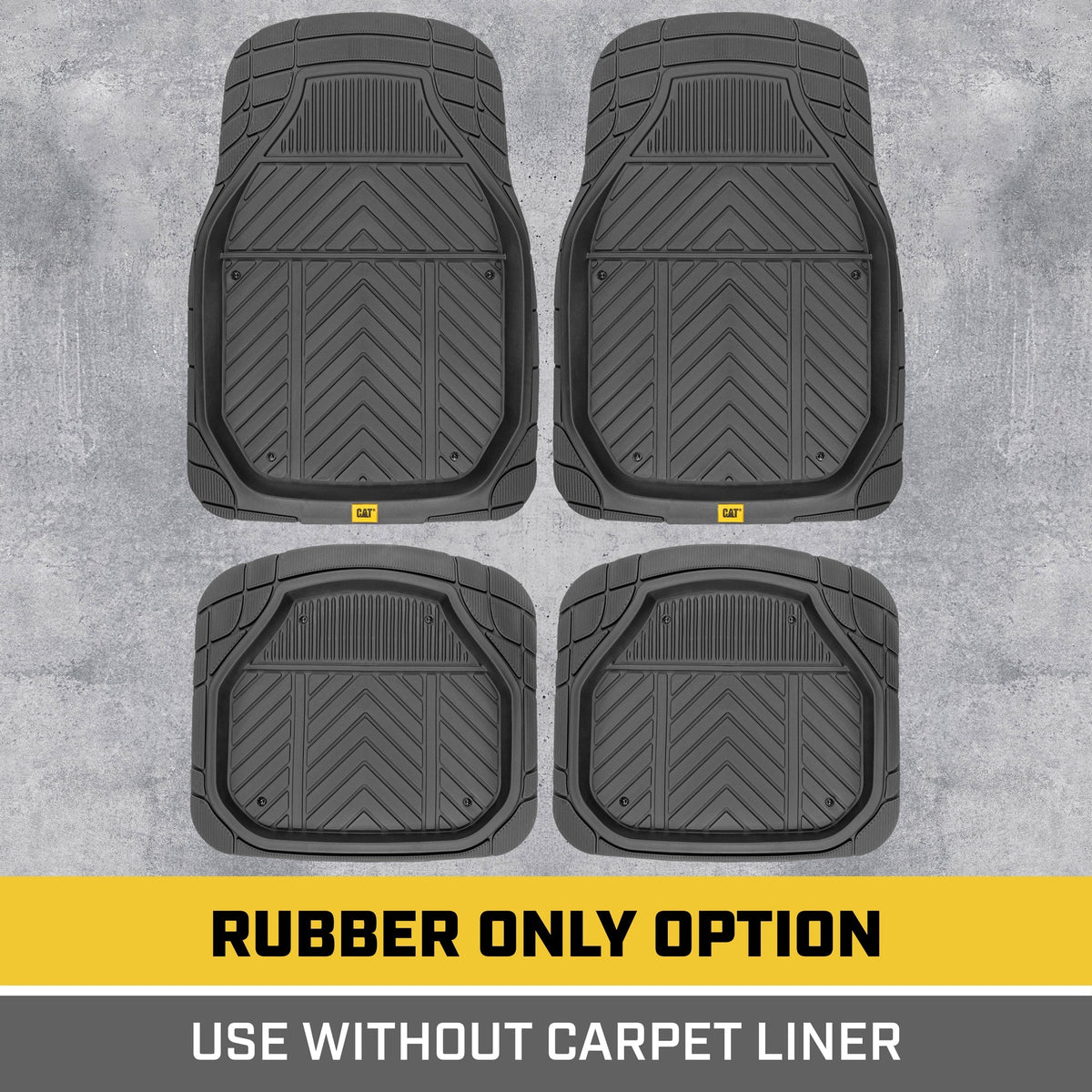 CAT 4-Piece Detachable Carpet Deep Dish Front Floor Mats and Rear Floor Mats - Heavy Duty, All Weather, Trim to Fit