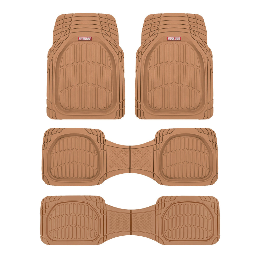 MotorTrend 4-Piece 3-Rows FlexTough Deep Dish Front Floor Mats, Middle Floor Mats, and Rear Floor Mat