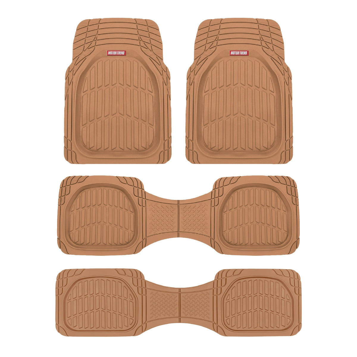 MotorTrend 4-Piece 3-Rows FlexTough Deep Dish Front Floor Mats, Middle Floor Mats, and Rear Floor Mat