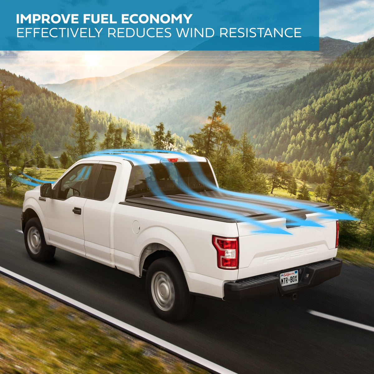 MotorBox Soft Tri-Fold Truck Tonneau Cover for Ram 1500 (2009-2024) / Ram 2500 & 3500 (2009-2024) with 5.7 ft Bed, All-Weather Folding Truck Bed Cover with Black Flag Graphic, Easy Installation for Extra Short Bed