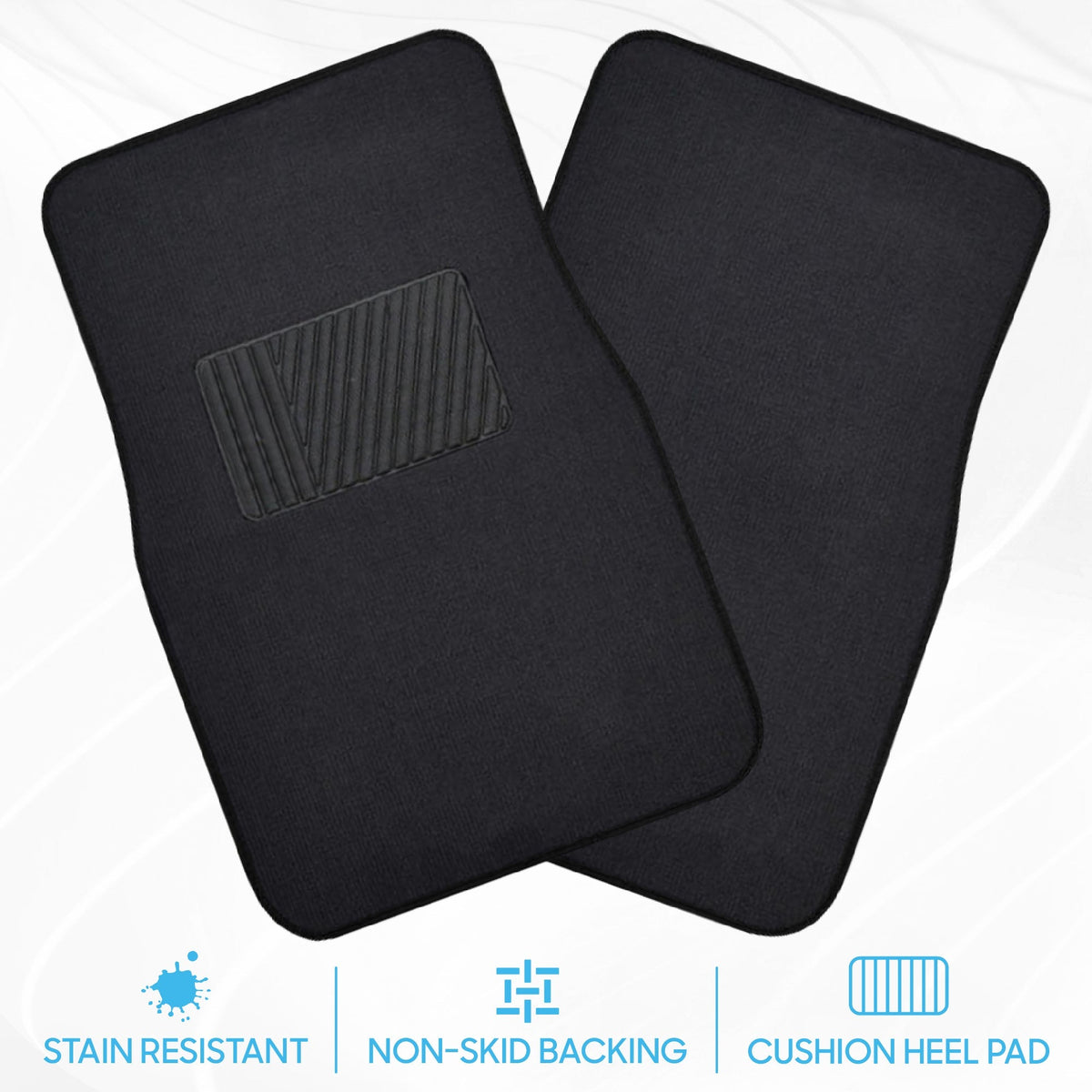 BDK 4-Piece Premium Carpet Non-Slip Heel Pad Front Floor Mats and Rear Floor Mats
