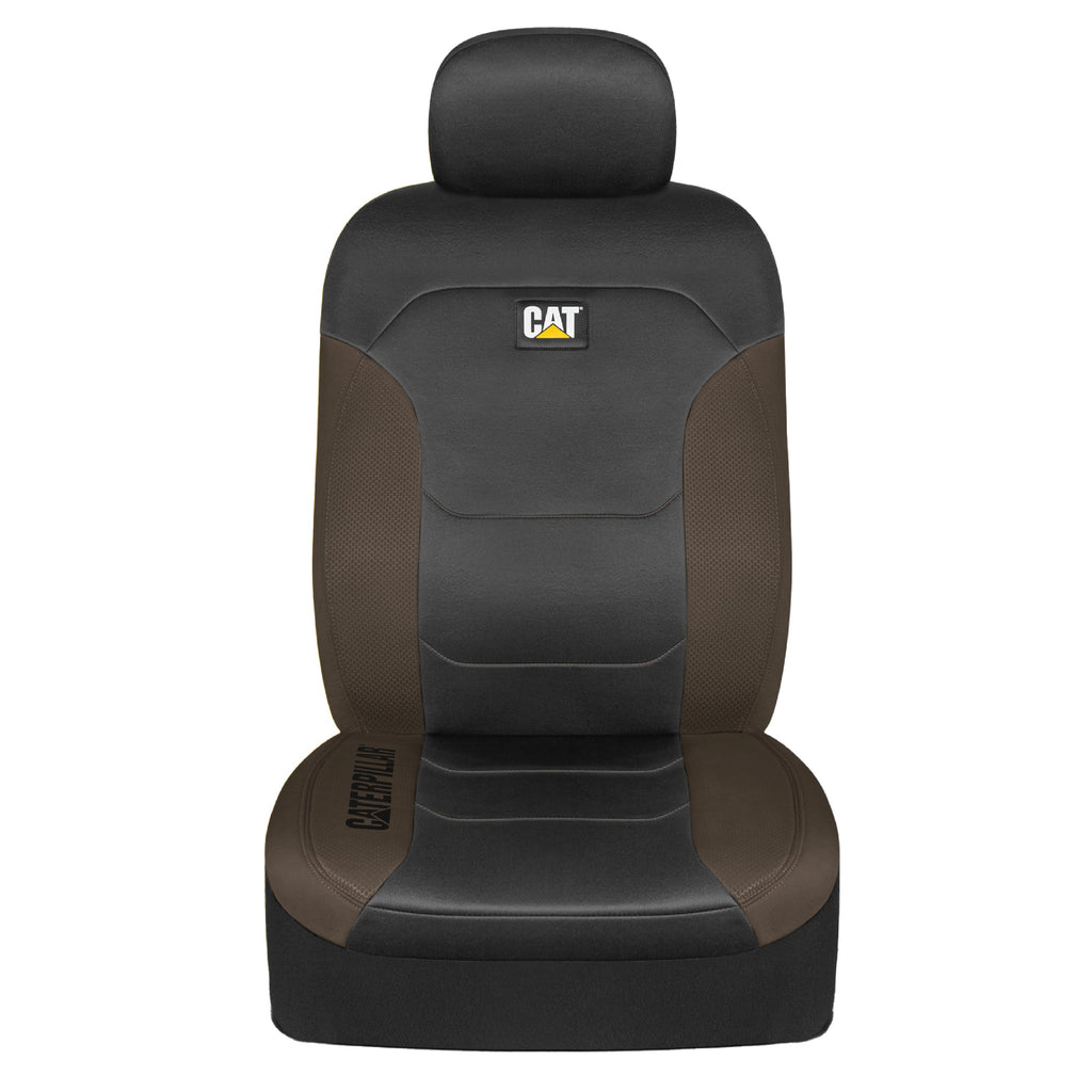Cat® FlexFit™ Black Beige Seat Covers for Cars, Trucks, & SUV - Set of (2) Front Car Seat Cover Front Seat Protectors - Airbag Compatible Seat Covers for SUV Interior Covers & Seat Cover Accessories