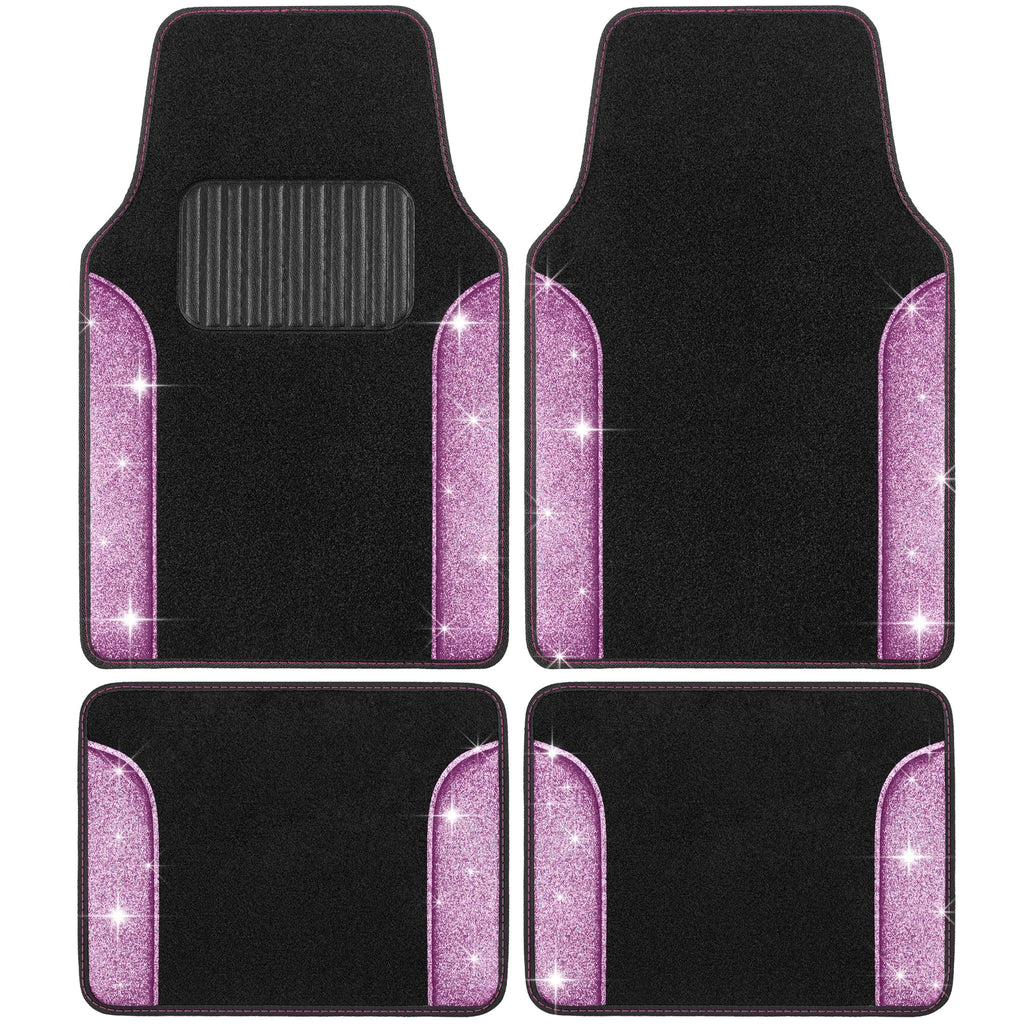 Carbella 4-Piece Sparkle Glitter Front Floor Mats and Rear Floor Mats