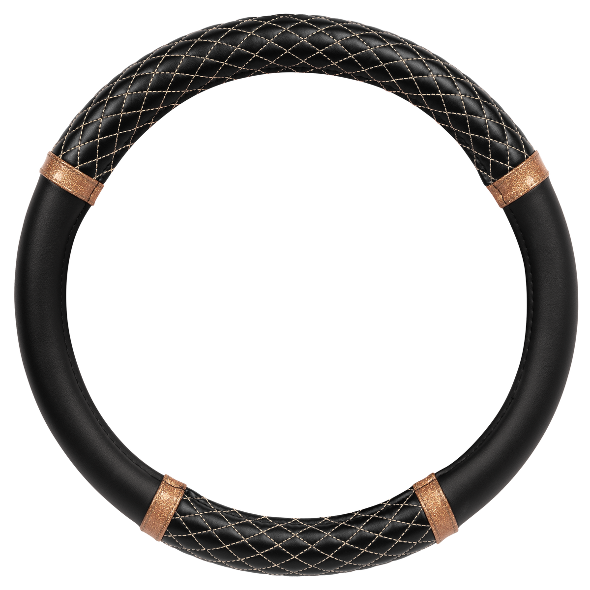 Carbella Bronze Quilted Steering Wheel Cover (Fits 14.5" - 15.5")