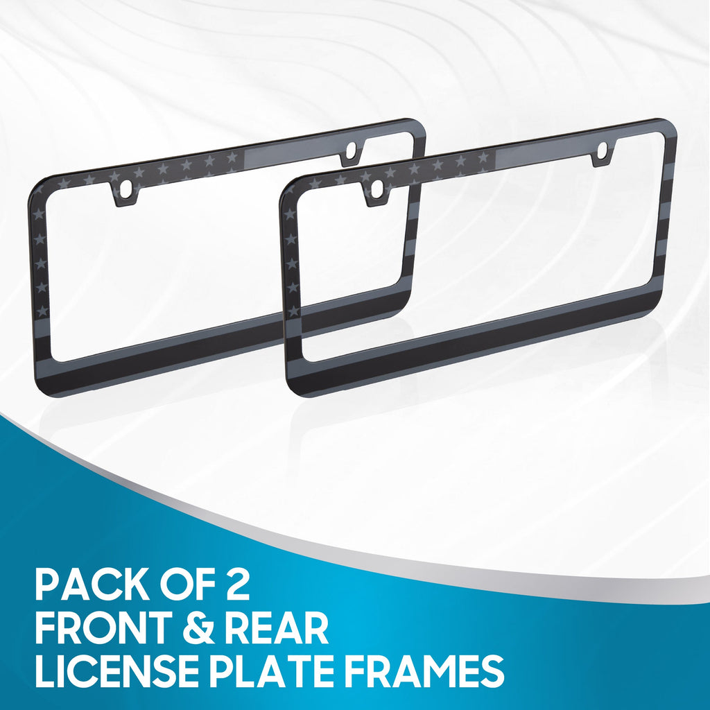 Chrome Plated Rust-Proof Die-Cast Stainless Metal License Plate Frame/Holder Universal Size - Blank Metal Design (Pack of 2)