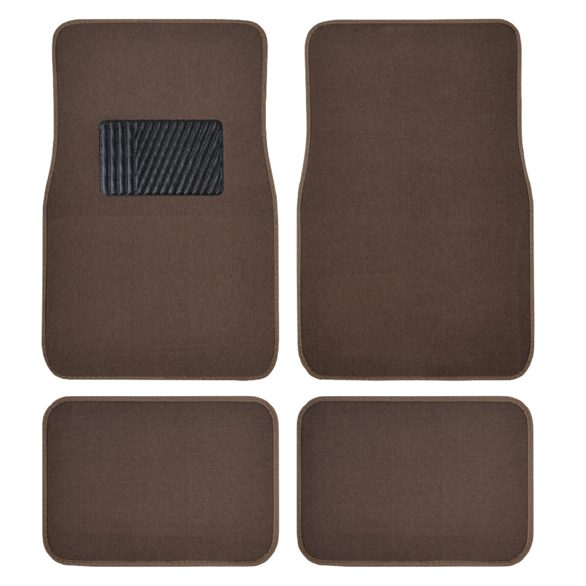 BDK 4-Piece Premium Carpet Non-Slip Heel Pad Front Floor Mats and Rear Floor Mats - Dark Beige