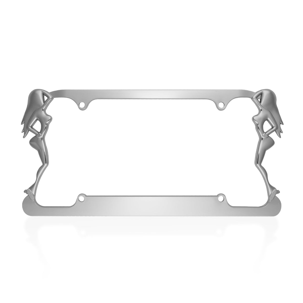 BDK Single Ladies Stainless Steel Chrome Plated Metal License Plate Frame - Standard Size (12.25" x 6.25") - 1-Pack Ladies
