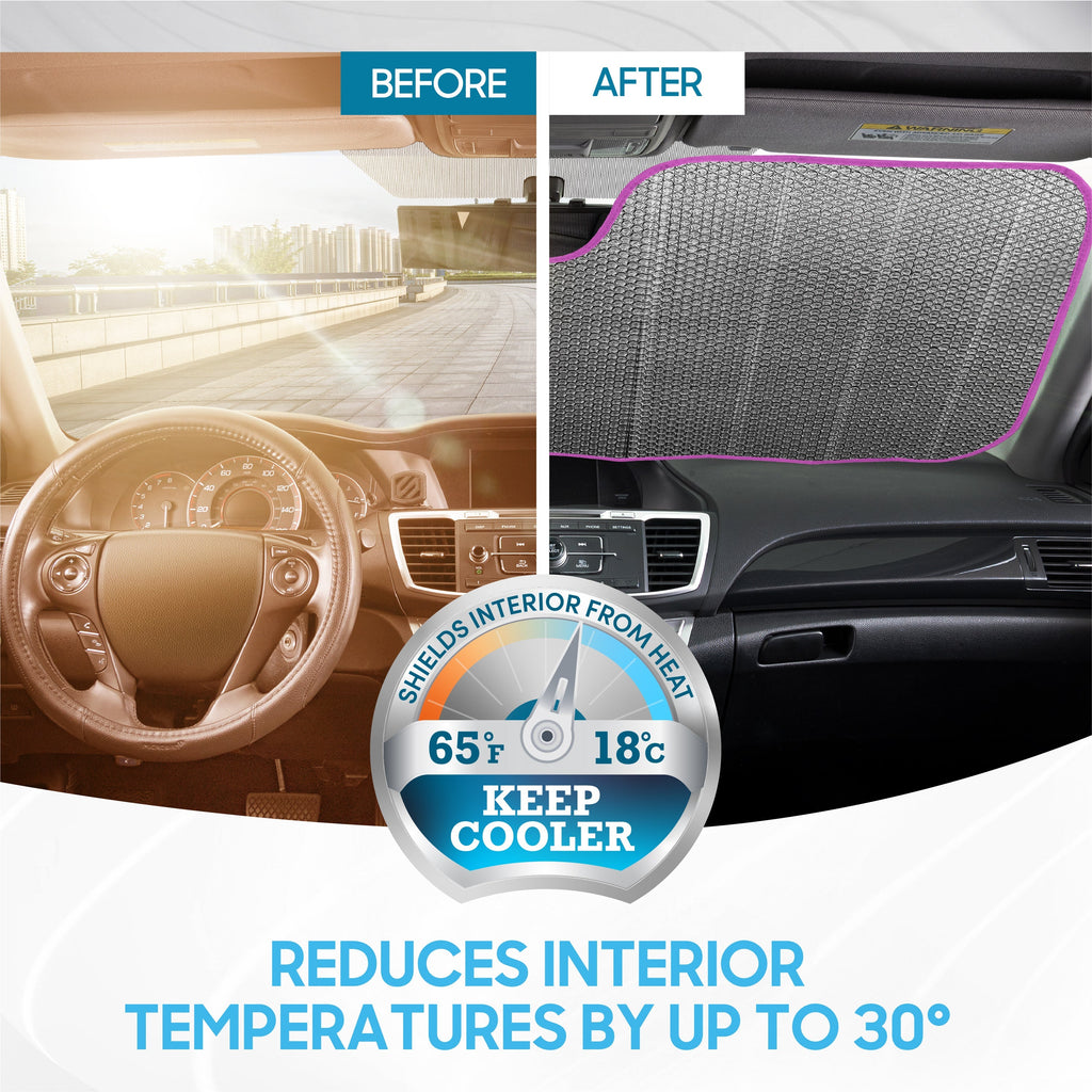 BDK Retro Wave Automotive Windshield Sunshades Accordion Folding Style - Windshield Sun Shade Auto Shade for Cars Trucks SUVs Vans Sun Visor Protector to Block UV Rays – Keeps Vehicle Cool 58” x 27”