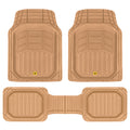 CAT 3-Piece Deep Dish Front Floor Mats and Rear Floor Mats - Heavy Duty, All Weather, Trim to Fit - Beige