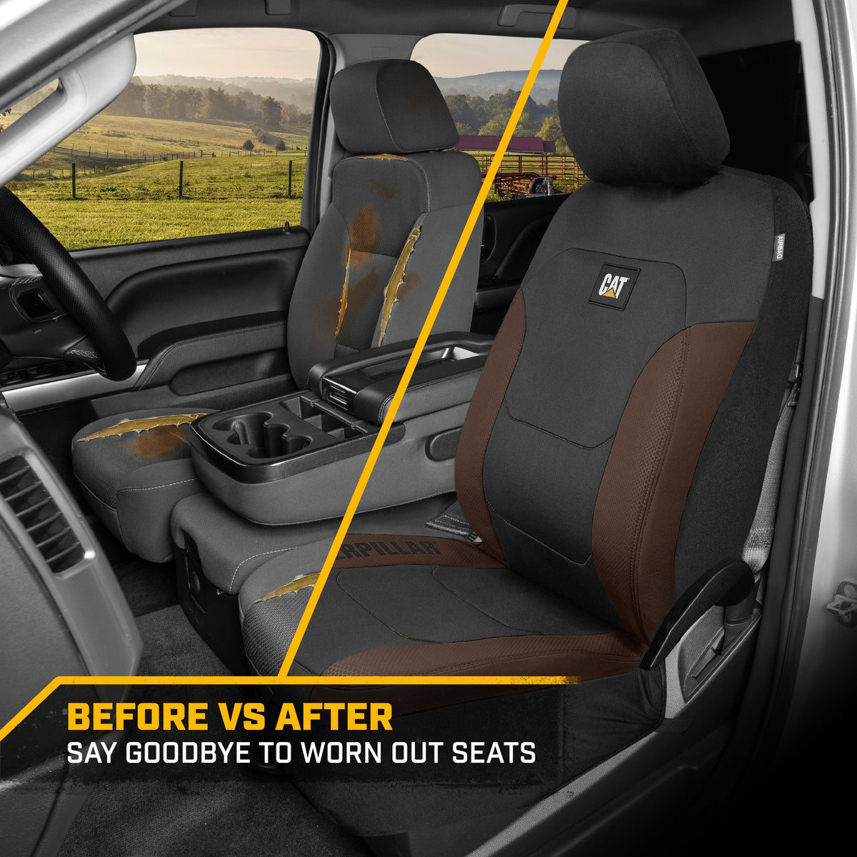 Cat® Flexfit™ Automotive Seat Covers for Cars Trucks and SUVs (Set of 2) - Car Seat Covers for Front Seats, Truck Seat Protectors , Auto Interior Covers