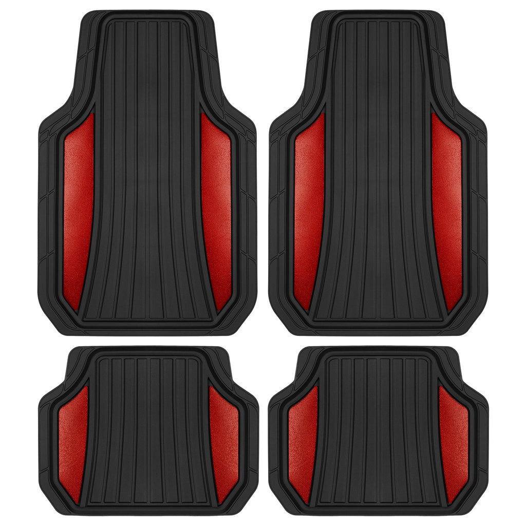 MotorTrend 4-Piece Shield Two-Tone Gloss Front Floor Mats and Rear Floor Mats - Heavy Duty, All Weather, Trim to Fit