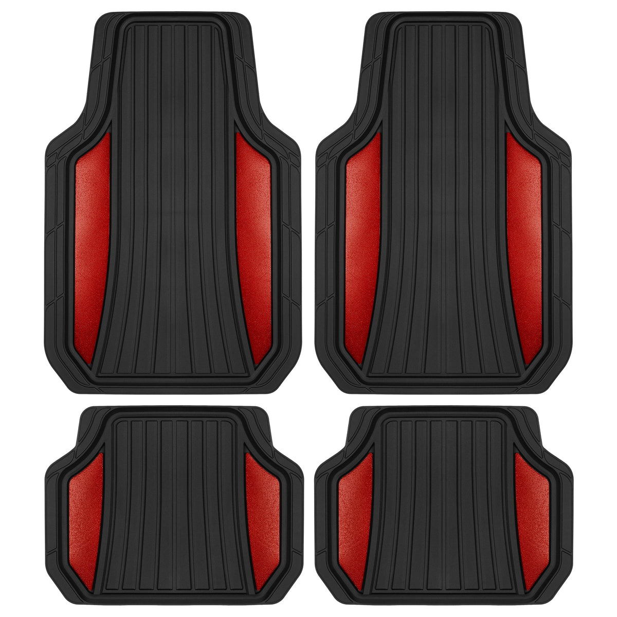 MotorTrend 4-Piece Shield Two-Tone Gloss Front Floor Mats and Rear Floor Mats - Heavy Duty, All Weather, Trim to Fit