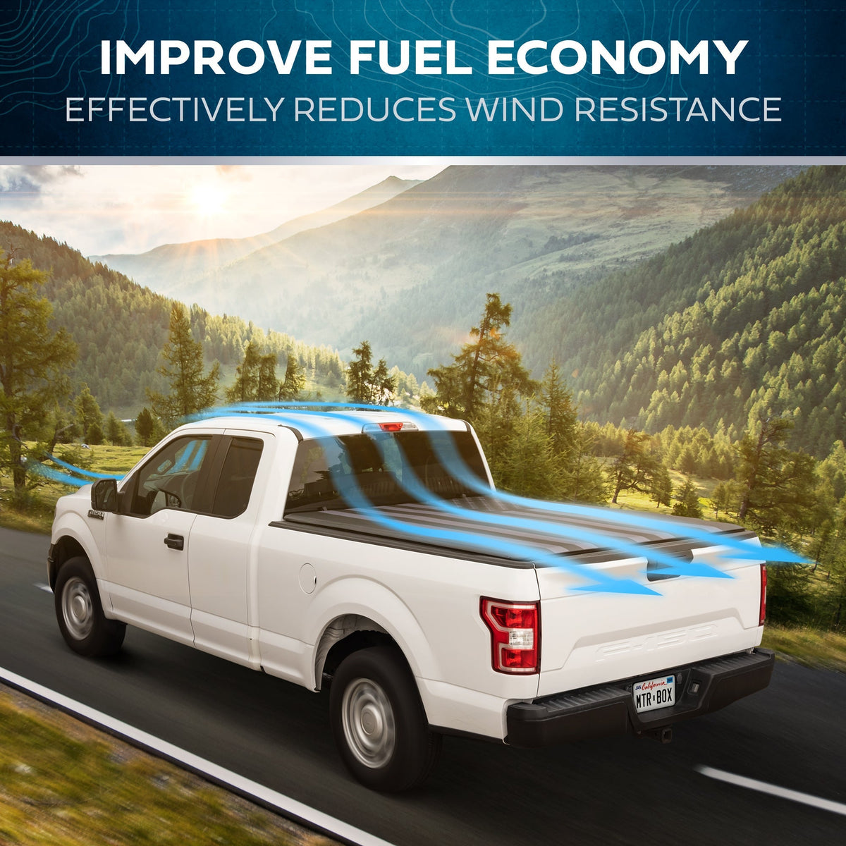 MotorBox USA Black American Flag Soft Roll-Up Retractable Tonneau Cover for Ford F-150 (2015 - 2023) - 5.5' bed