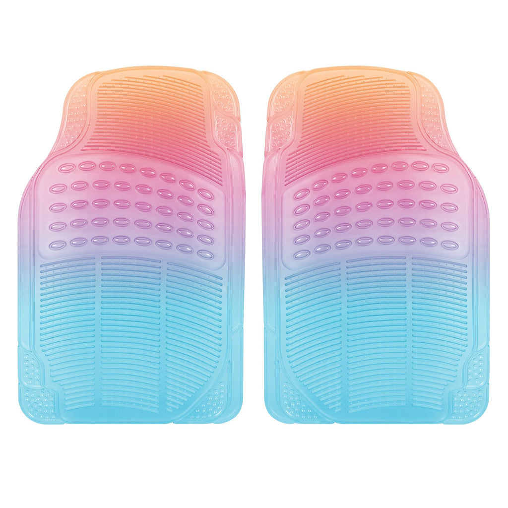 Carbella 2-Piece Automotive Floor Mats - All Weather, Trim to Fit - Rainbow Sunset - Rainbow Sunset