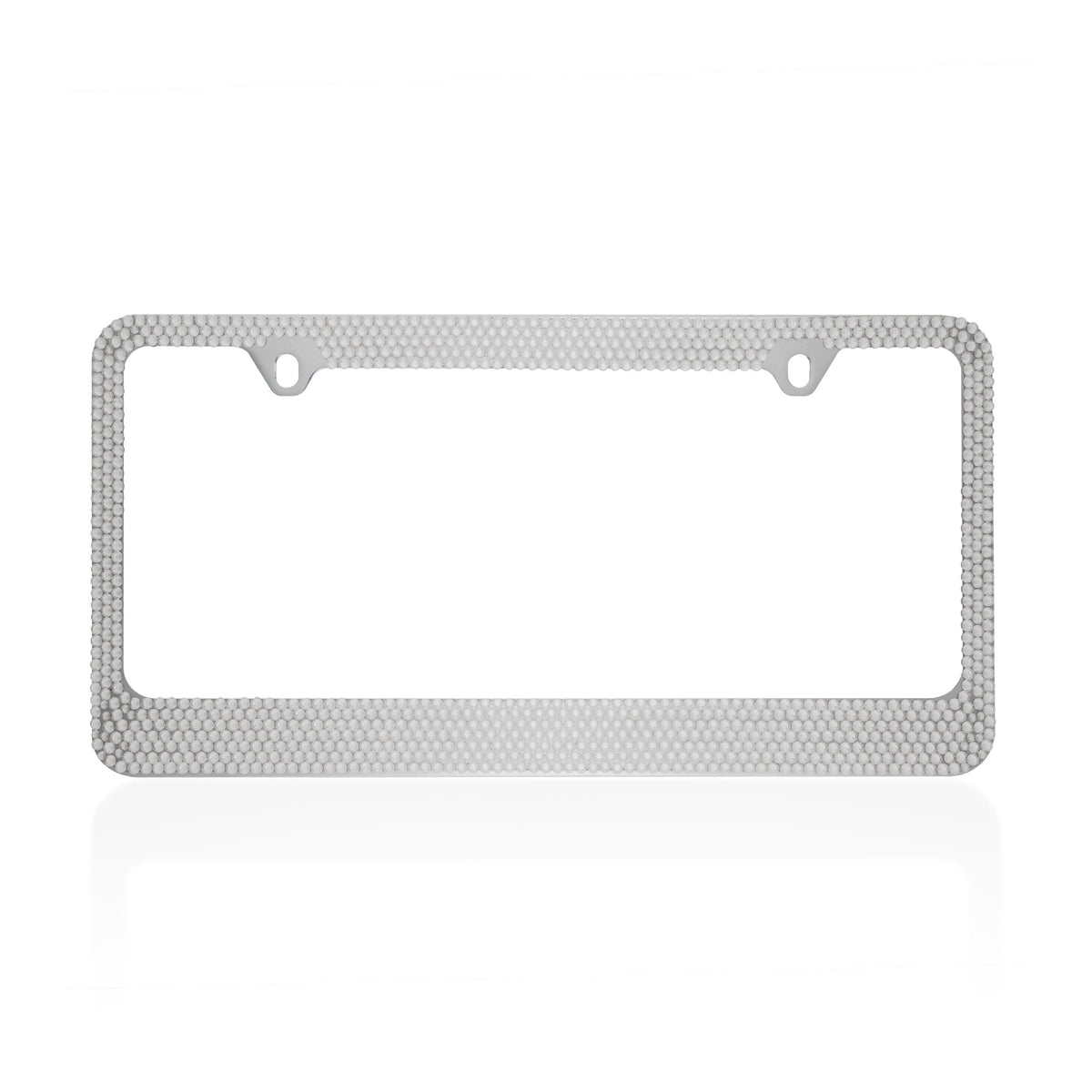 BDK Single Stainless Steel Rhinestone Crystal License Plate Frame - Standard Size (12.25" x 6.25") - 1-Pack Silver Bling