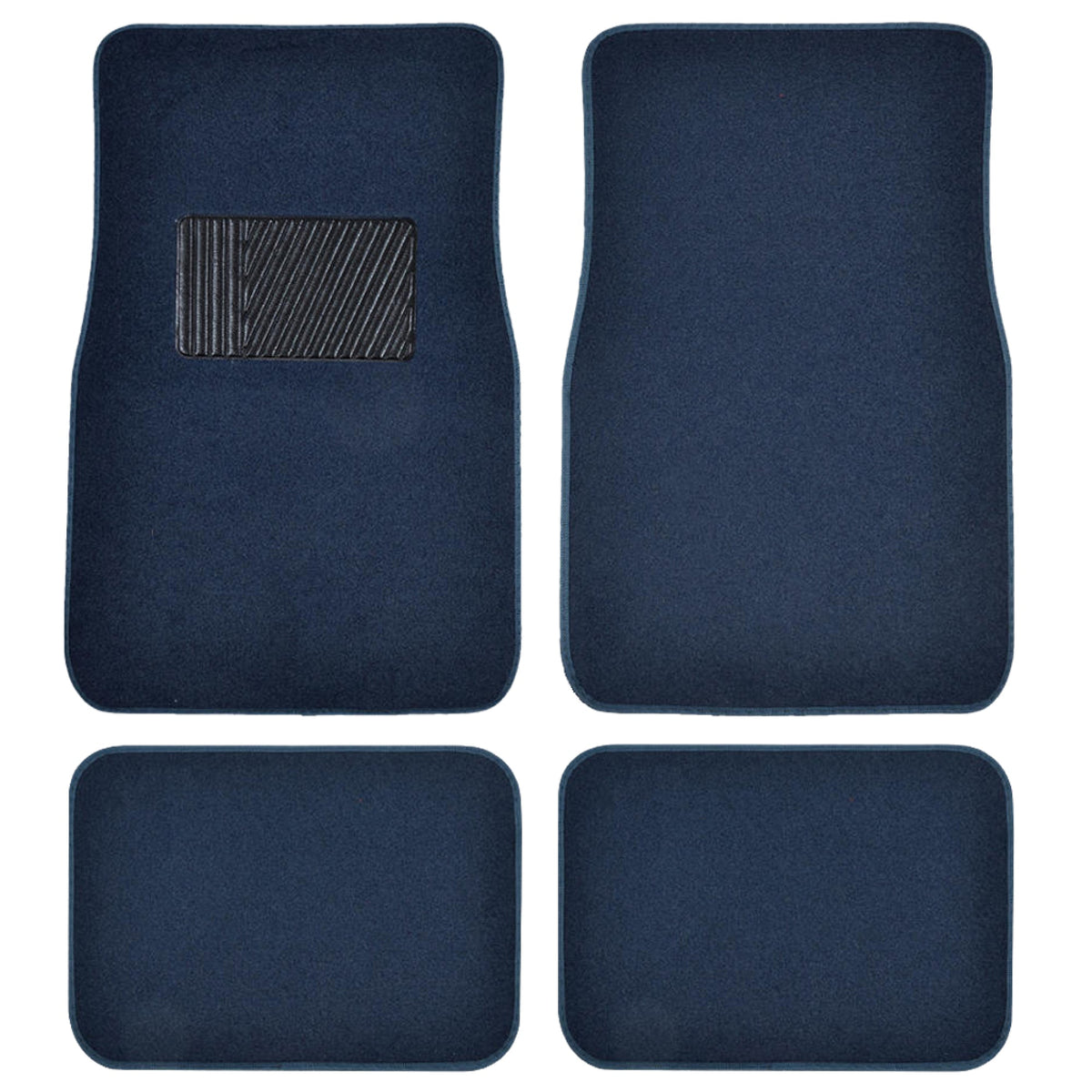 BDK 4-Piece Premium Carpet Non-Slip Heel Pad Front Floor Mats and Rear Floor Mats - Blue