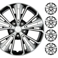 BDK 16 Inch Hubcaps Set of 4 - OEM Replacement Snap-On Wheel Rim Covers - Universal Fit Car Wheel Cover for Cars, Trucks, SUV, Vans Durable ABS Black & Silver 5-Spoke Hub-Cap Car Accessories Exterior