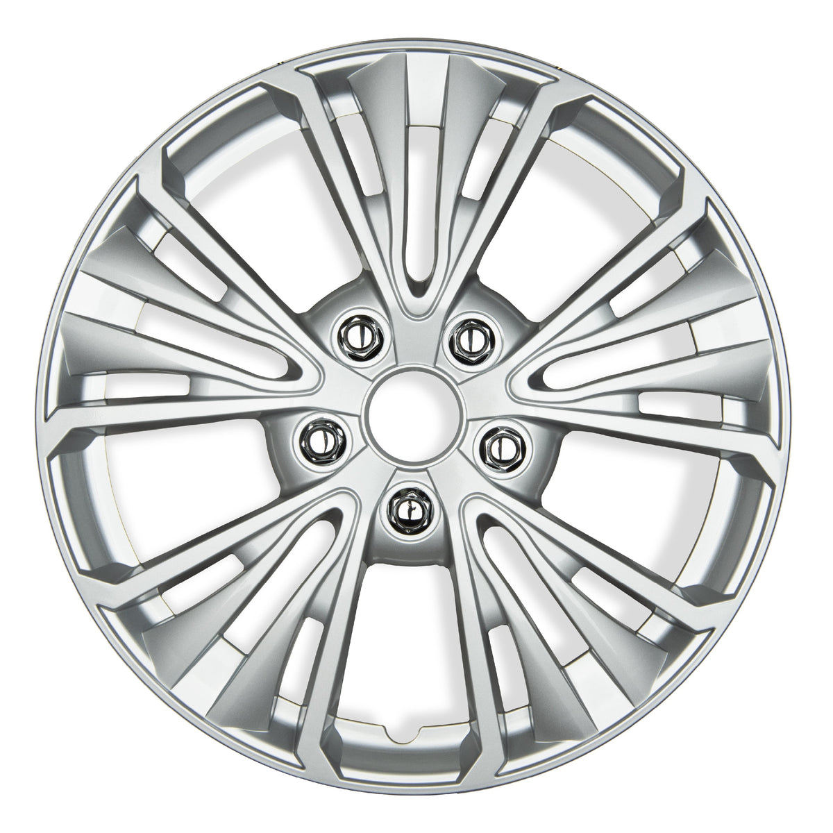 BDK 16 Inch Hubcaps Set of 4 – OEM Replacement Snap-On Wheel Rim Covers - Universal Fit Car Wheel Cover for Cars, Trucks, SUV, Vans Durable ABS 5-Spoke Silver Hub-Cap Car Accessories Exterior