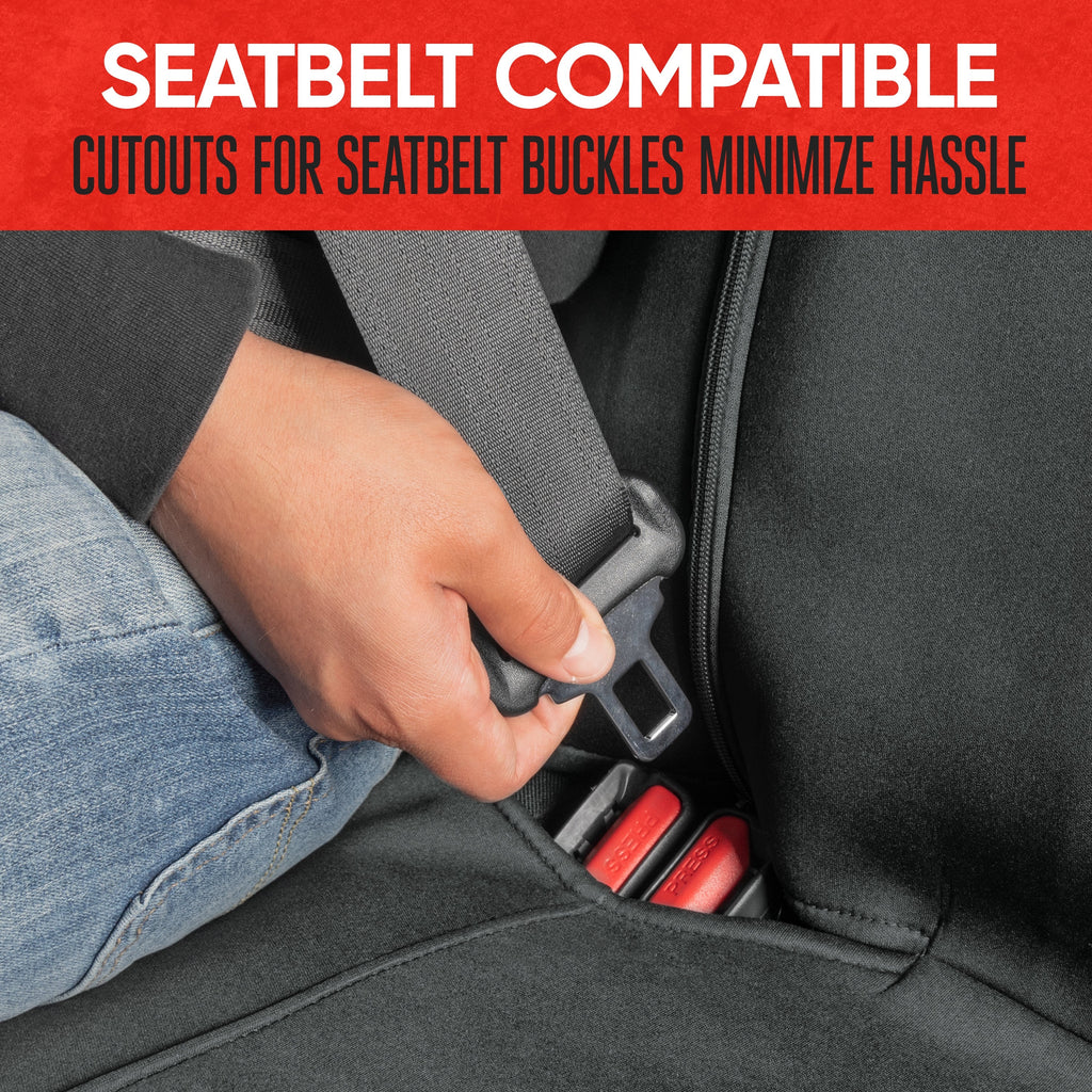 Motor Trend SpillGuard Waterproof Rear Bench Car Seat Cover, All Charcoal Stitching – Split Bench Rear Seat Protector with Neoprene Padding, Back Seat Cover for Kids & Dogs, Car Interior Covers