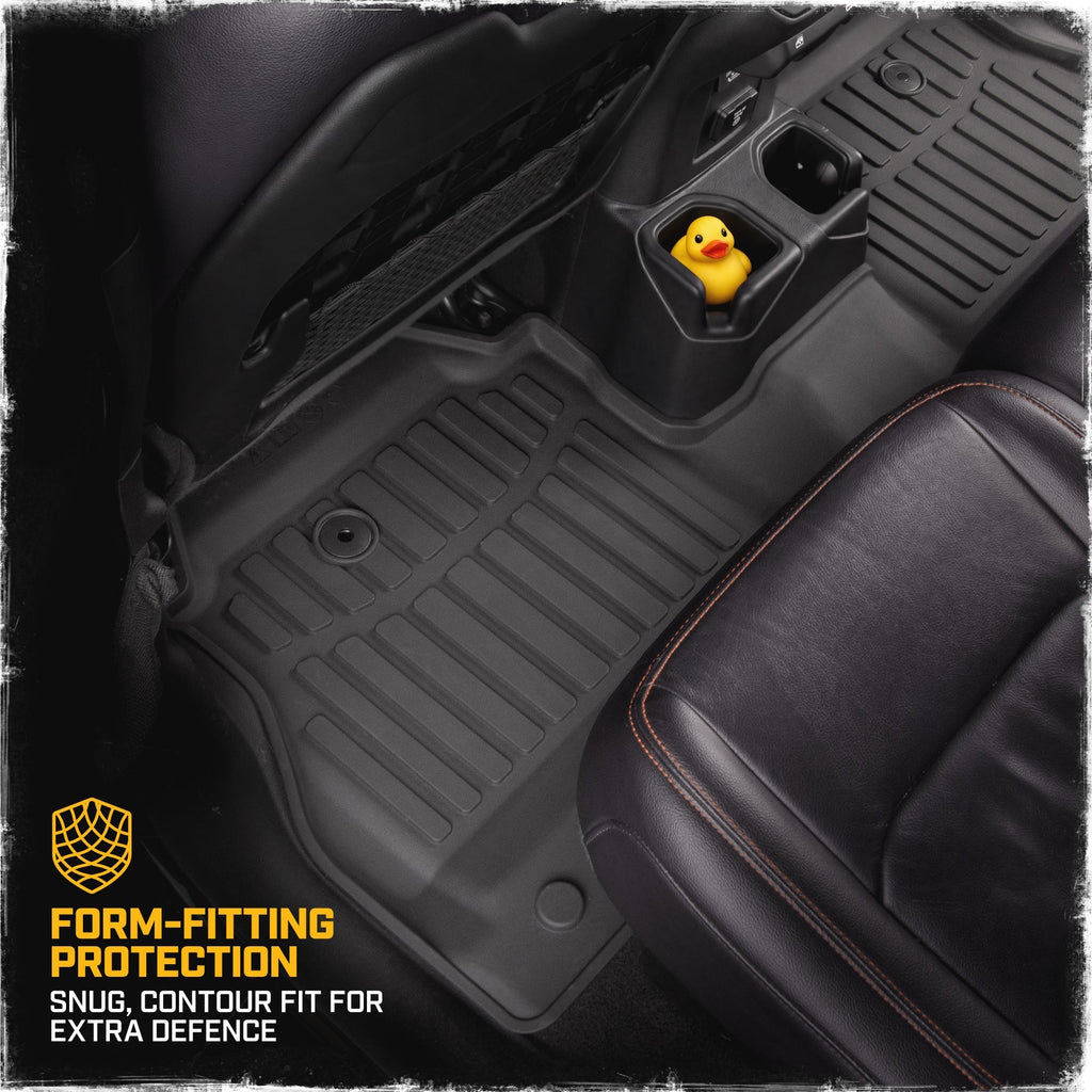 Cat® JustFit™ 3D Floor Mats for Jeep Gladiator (JL) 2020-2026, All Weather Custom Fit Jeep Gladiator Floor Liners with Extended Coverage Design, Jeep Gladiator Car Floor Mats (Full Set Front & Rear)