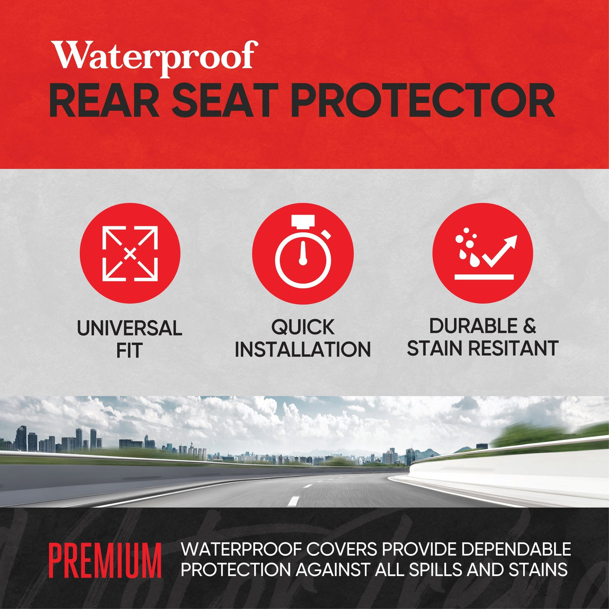 MotorTrend AquaShield Water-Proof Neoprene Rear Seat Covers