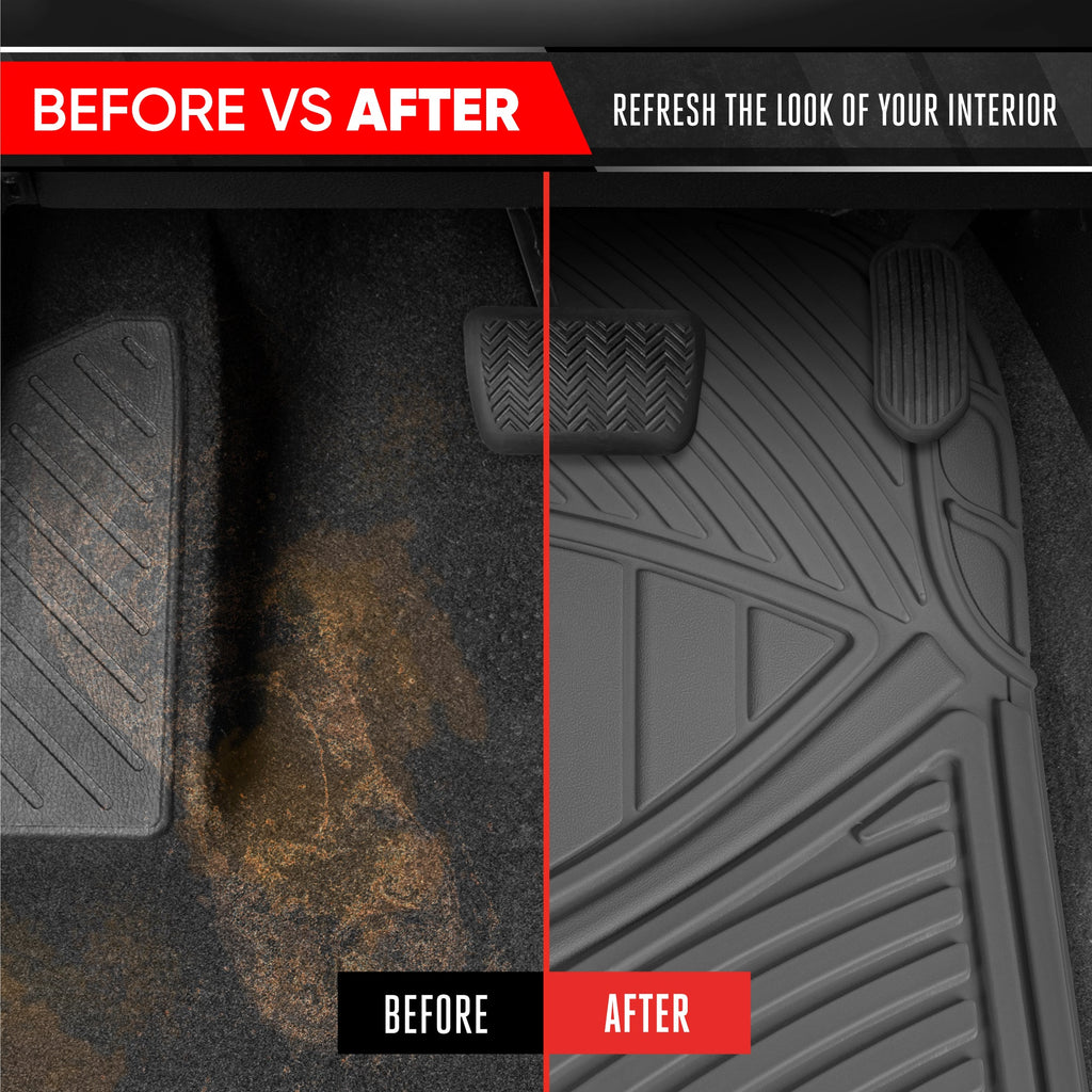MotorTrend 4-Piece 3-Rows Extra-High Ridgeline Front Floor Mats, Middle Floor Mat, and Rear Floor Mat