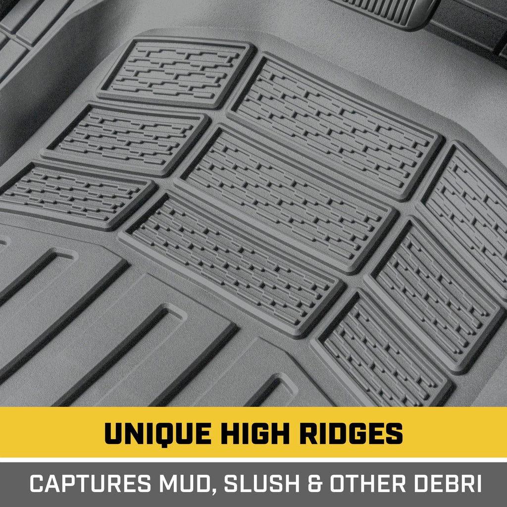 CAT 3-Piece Deep Dish Front Floor Mats and Rear Floor Mats - Heavy Duty, All Weather, Trim to Fit