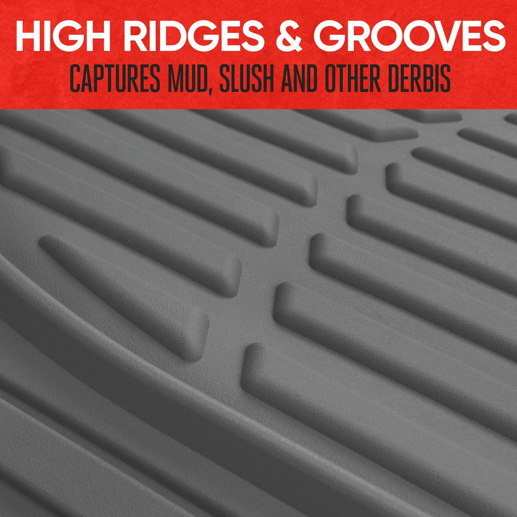 MotorTrend 4-Piece 3-Rows FlexTough Deep Dish Front Floor Mats, Middle Floor Mats, and Rear Floor Mat