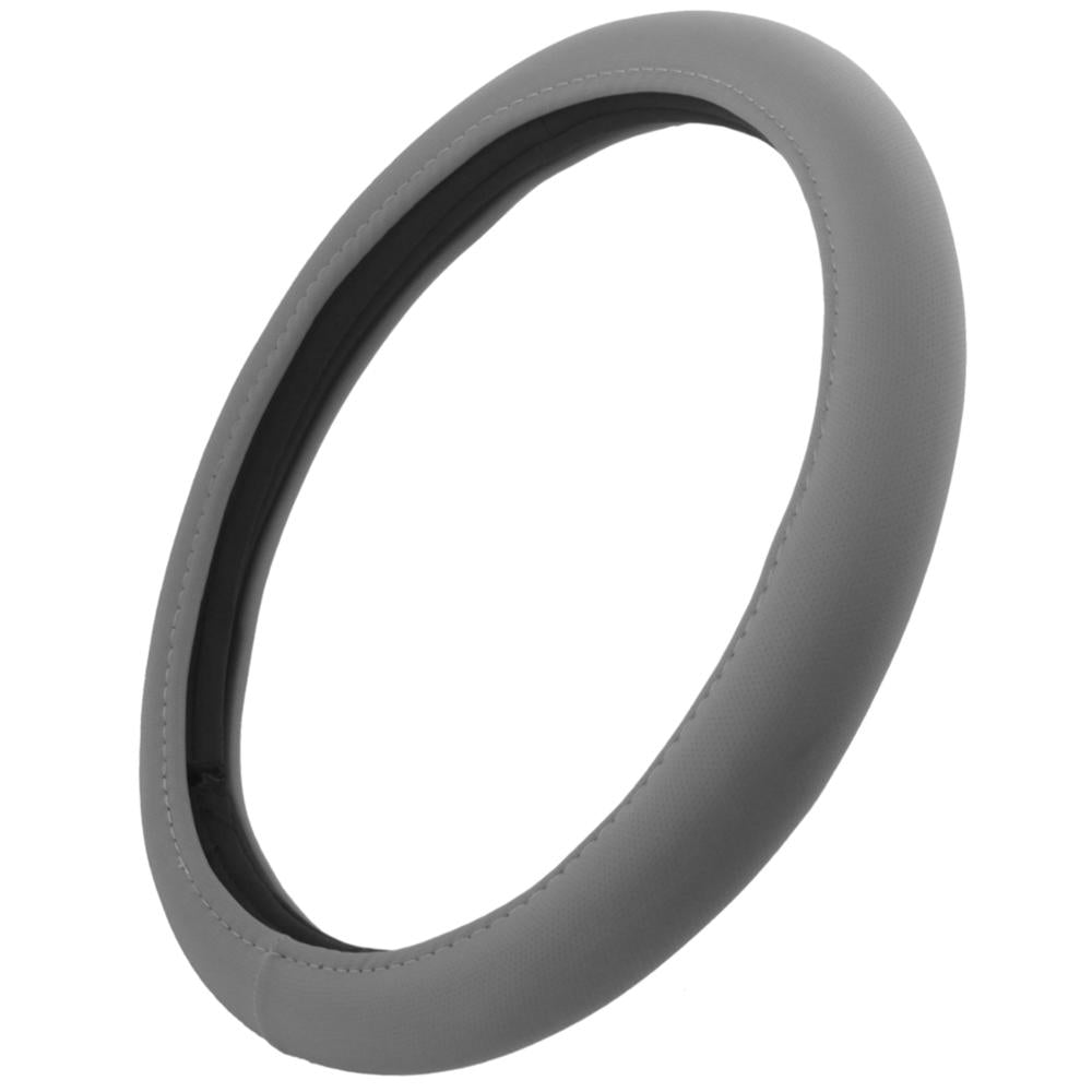 BDK Sporty Faux Leather Soft Grip Steering Wheel Cover (Fits 14.5" - 15.5") - Gray