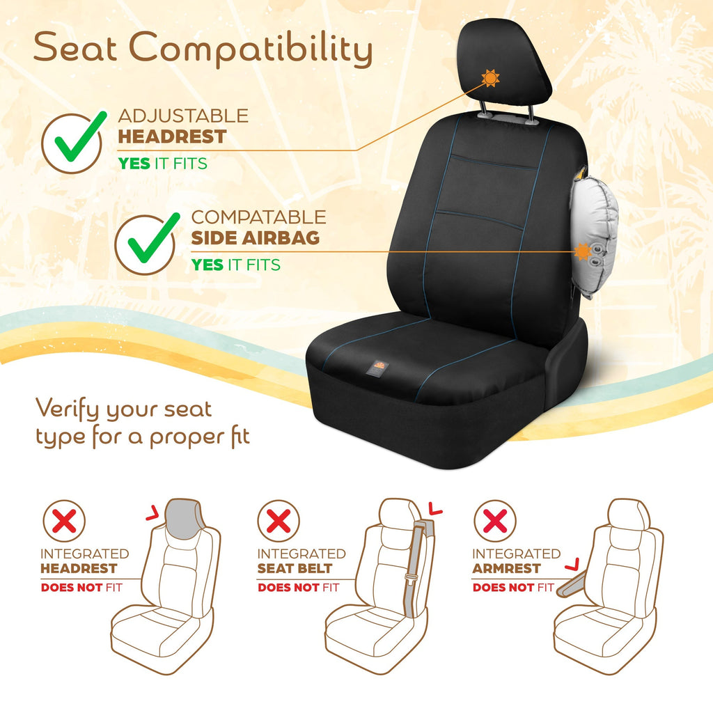 C&C Napa Leatherette 2 Front Seat Covers - Faux Leather Car Seat Protectors for Cars & Trucks - UV-Resistant, Easy to Clean, Universal Fit - Stylish Coastal Design for Summer Car Interior Upgrade