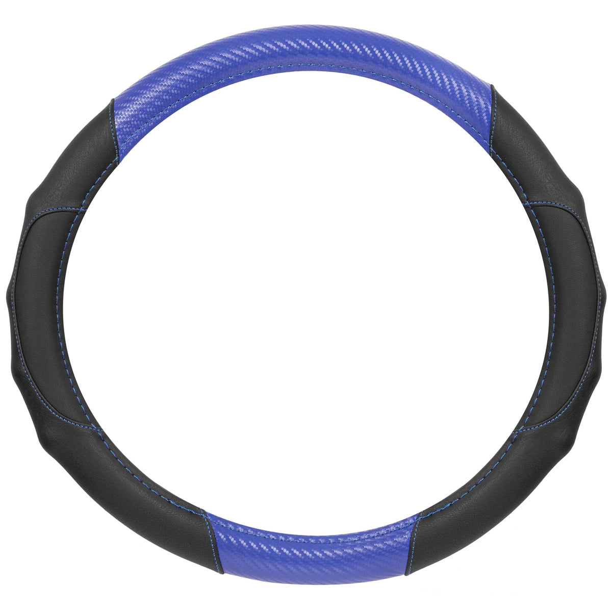 MotorTrend GripDrive Carbon Fiber Weave Ergonomic Grip Steering Wheel Cover (Fits 14.5" - 15.5") - Blue
