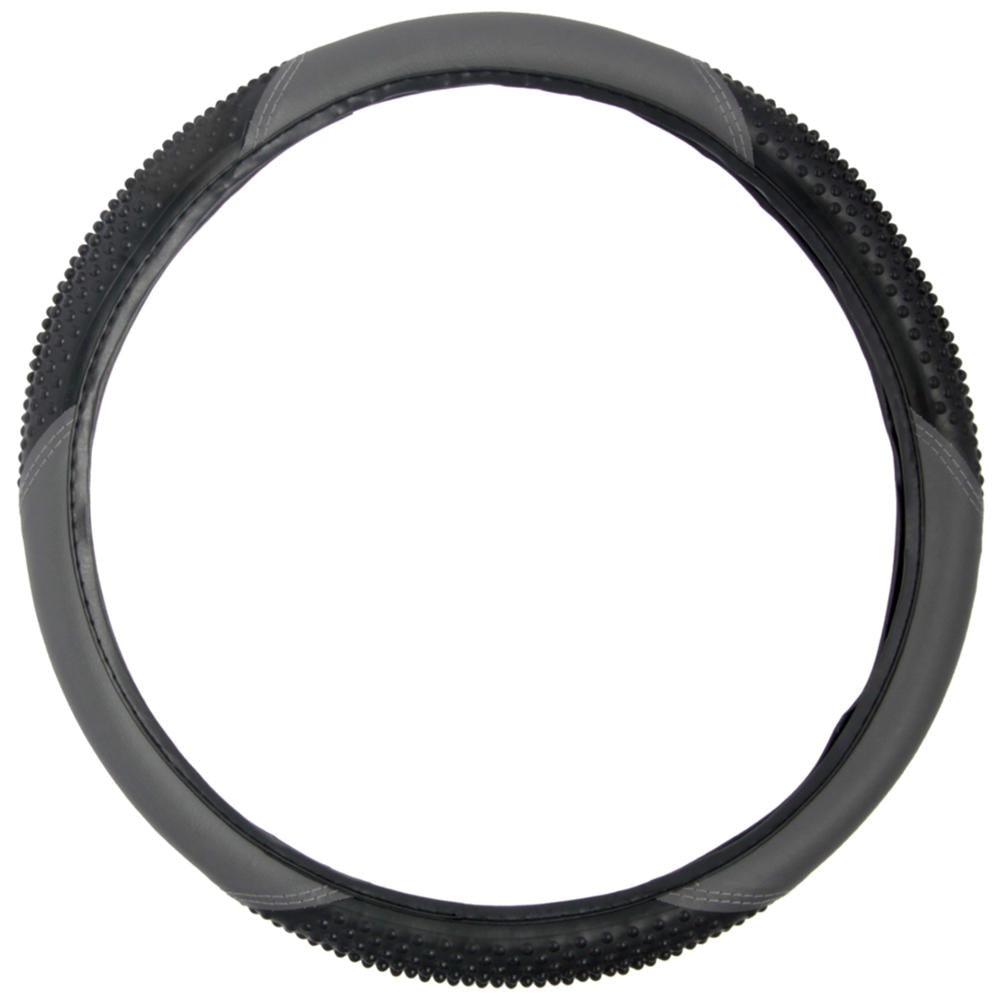 BDK Ergonomic Sport Massage Grip Steering Wheel Cover (Fits 14.5" - 15.5") - Gray