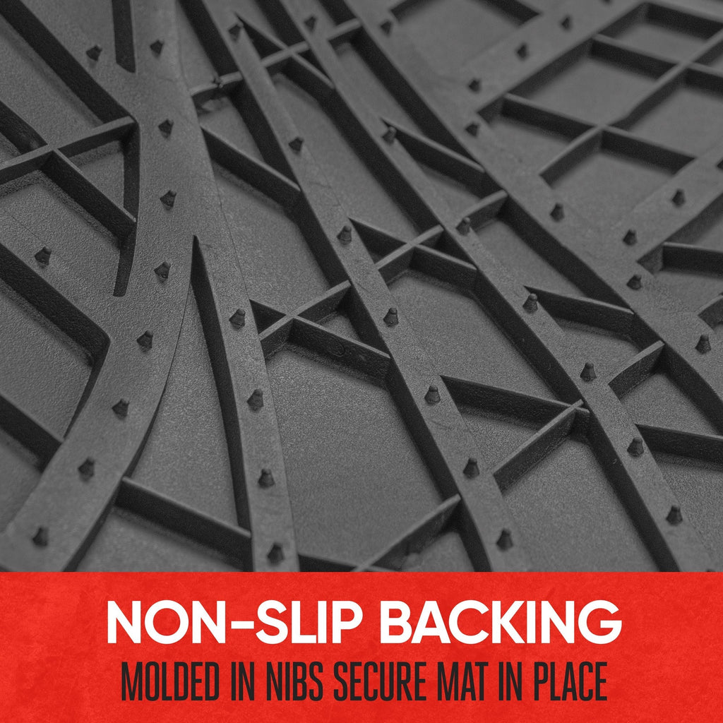 MotorTrend 4-Piece Two-Tone Non-Slip Heel Pad Front Floor Mats and Rear Floor Mats - Heavy Duty, All Weather, Trim to Fit